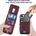 for iPhone 15 pro max Wallet Case magsafe Compatible with Card Holder for Women Men 2 in 1 Detachable Magnetic Shockproof Phone case Stand Leather Credit Card Slots-Wine Red