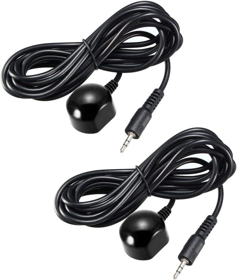 Uxcell IR Infrared Receiver Extender Cable 2.5mm Jack 6.5FT Long 26-39FT Receiving Distance Black Head 2pcs