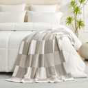 Snuggle Sac Checkered Blanket, Grey Throw Blanket for Couch Checker Microfiber Fluffy Warm Fuzzy Cozy Soft Throw Blanket Reversible Checkerered Blankets for Sofa, Chair, Bed, 50x60 inches