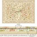 8x10 Area Rugs, Machine Washable Non-Slip Rug, Boho Floral Botanical Soft Low Pile Throw Rugs for Living Room Bedroom, Dining Room, Office, Beige