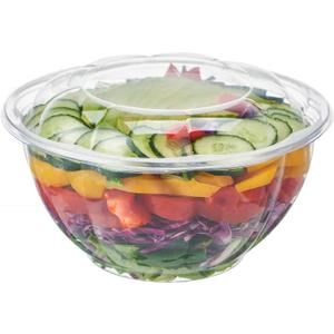 Jaluxing [32 oz. 50 Sets Clear Plastic Salad Bowls with Airtight Lids Disposable To Go Mixing Containers Serving for Fruit, Quinoa, Lunch and Meal Prep