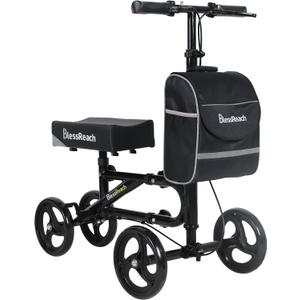 Economy Knee Scooter Steerable Knee Walker for Foot Injuries Compact Crutch Alternative with Dual Braking System (Black)