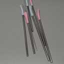 OUTXE Anti Wrinkle Straw 6 Pcs, Flat Wide Drinking Straw for Stanley Cup 40 oz 30 oz, Reusable Wrinkle Free Long Stainless Steel Metal Straw for Lip with Cleaning Brush and Carrying Bag (diameter: 8 mm, blue,pink)