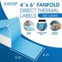 Spartan Industrial - 4" X 6" Blue Direct Thermal Fanfold Labels (500 Count, 1 Stack) - Printable Postage Shipping Labels, Package Identification - Compatible with Zebra and Rollo Printers