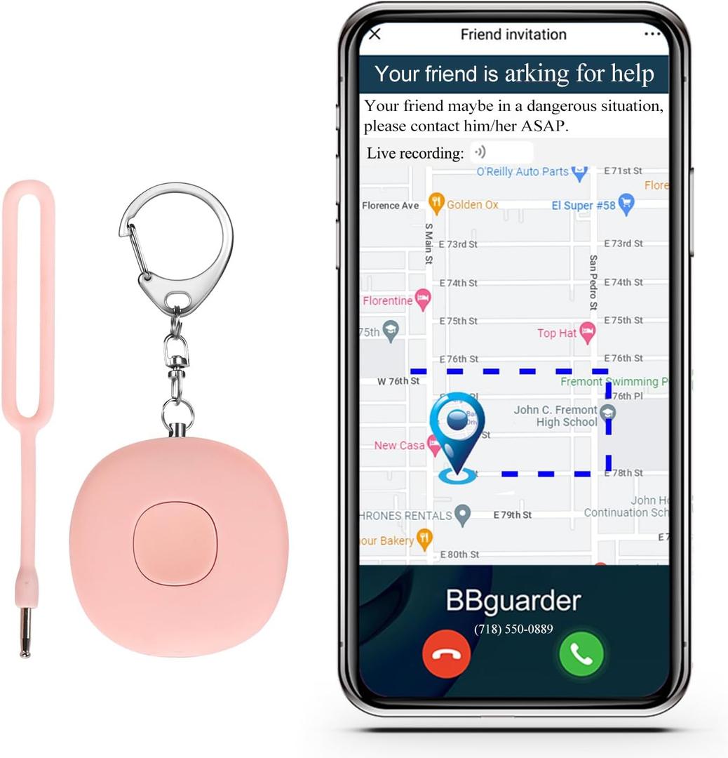 5-in-1 Smart Personal Alarms for Women, 130dB Sound, Notify Emergency Contacts by Email/SMS/Call, GPS Tracker and Audio Recording, Key Finder, Phone Anti-Lost, Timer Alarm, Bluetooth Connect