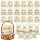 SilTriangle 72 Pcs Easter Treat Sacks Bags with Drawstring Bunny Gift Bags Bunny Party Favors Small Burlap Bag for Kids Goody Basket Party Supplies Cookies Candy Chocolate Hunt Stuffer