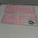 Womier Keyboard Keycaps Jelly, Clear Cute Keycaps, Transparent Pink Custom Key Cap 60 65 75 100 Percent for Cherry MX, Kailh, Outemu, Gateron Mechanical Keyboards(MDA Profile)