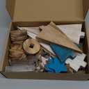 9 Pcs Rustic Christmas Decor Neutral Farmhouse Wooden Christmas Tree Tabletop Decor Minimalist Wooden Tree Centerpieces for Tables Rustic Xmas Decor with Base for Home(Vintage Color)