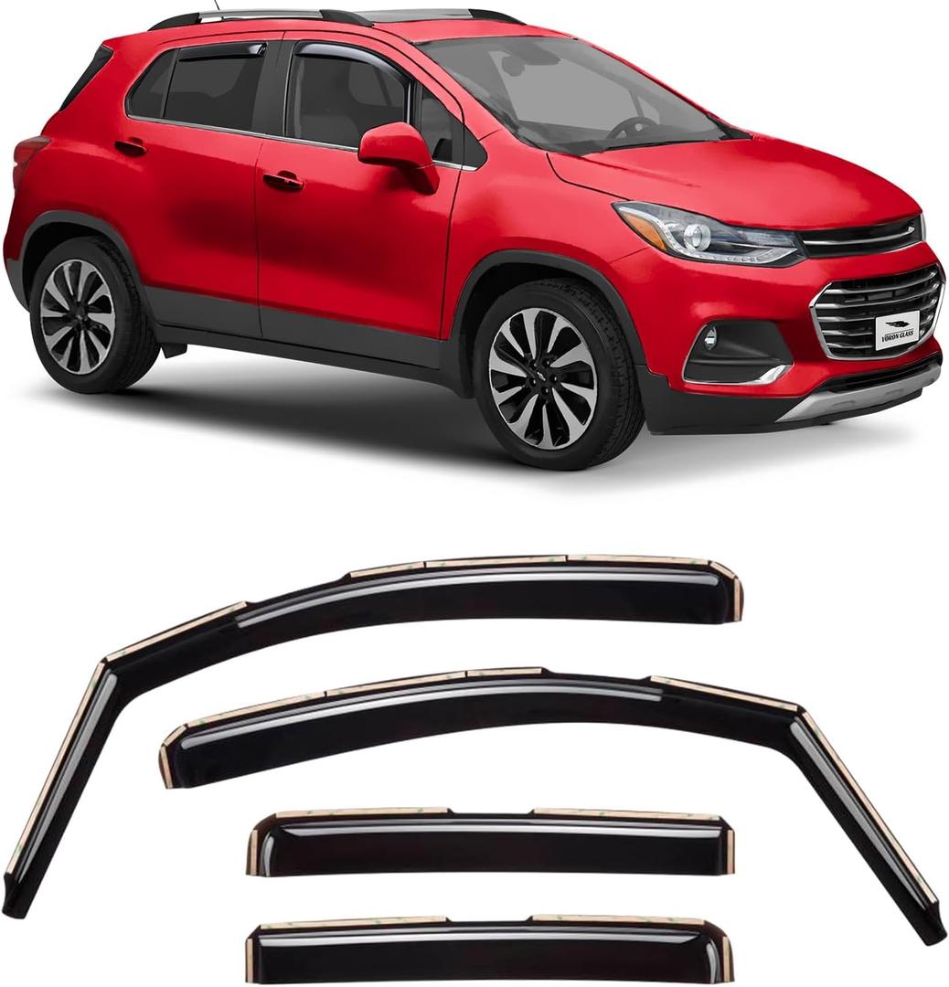 Voron Glass in-Channel Extra Durable Rain Guards for Chevrolet (Chevy) Trax 2014-2022/Buick Encore 2013-2022, Window Deflectors, Vent Window Visors, 4 Pieces - 220120