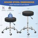 ANWBROAD Round Rolling Stool with Wheels Height Adjustment 360 Swivel Stool Heavy Duty Wide Chair PU Leather Soft Seat Cushion for Massage, Salon, Bar, Home, Office, Tatoo, Medical, Black UWSC001B