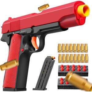 Soft Bullet Foam Shell ejecting Blasters Pellet Ball Pistol Realistic Dart Hand Gun Cool Stuff Model Coolest for Age Year Old Boy Toy Teen Teenager teenag Gift Idea (red&Black)