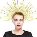 Fantherin Mary Halo Crown Headband Goddess Zip Tie Spiked Halo Crown Halloween Costume Headpiece Headdress for Cosplay Party (Star-gold)