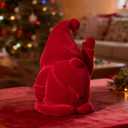 WDS WONDROUS Christmas Gnome Decorations Red, Flocked Gnomes Figurine Elf Waving Arm Christmas Table Decor for Home Office Shelf Tabletop Holiday Decoration (6.3") (set of 1)