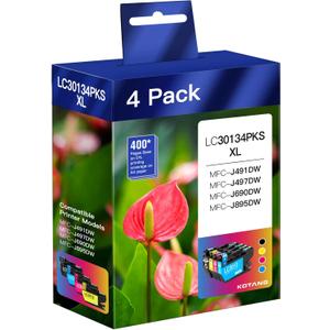 LC3013 LC3011 Ink Cartridges Compatible for Brother LC3013XL LC3011 High Yield Work with Brother MFC-J497DW MFC-J491DW MFC-J895DW MFC-J690DW Printer (BK/CMY 4 Pack)