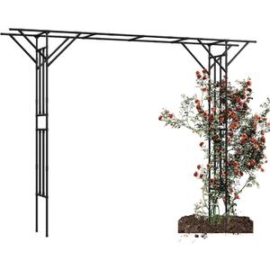 Supersize Flattop Garden Arch for Wedding - 140.7" L x 106" H Garden Arch Arbor Trellis for Climbing Plants Outdoor - Galvanized Steel Pipe Coated with Plastic