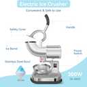 Electric Ice Crusher,Stainless Steel Dual Blades Ice Crusher Shaver,300W Snow Cone Maker Machine with Ice Plate,440lbs/hr for Home and Commercial Use