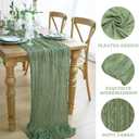 10Pack Sage Green Cheesecloth Table Runner Sheer Gauze Cheese Cloth Table Runners, Sage Green Table Runner for Wedding Party Baby Shower Home Decor
