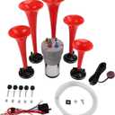 FARBIN Musical Air Horns Plays Dixieland Melody Music Horn Dixie Air Horn with Button Multi-frequency Sound Five Trumpet Dixie Truck Horn with Compress (DIXLAND Musical Horns Kit)