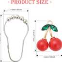 12 Pieces Cherry Shower Curtain Hooks for Bathroom Shower Rods, Stainless Steel Cherry Pendant Bathroom Decorations Curtain Rings Set (Red Cherries)