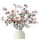 CHIAVE Artificial Plants Simulation Flowers Faux Berries Lifelike Hawthorn Branches for vases- 8 pcs -Light Green