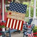 Baccessor Patriotic 4th of July House Flag 28 x 40 Inch Double Sided Burlap One Nation Under God Memorial Day Independence Day Large Yard Flag Holiday Farmhouse Seasonal Outdoor Outside Decoration