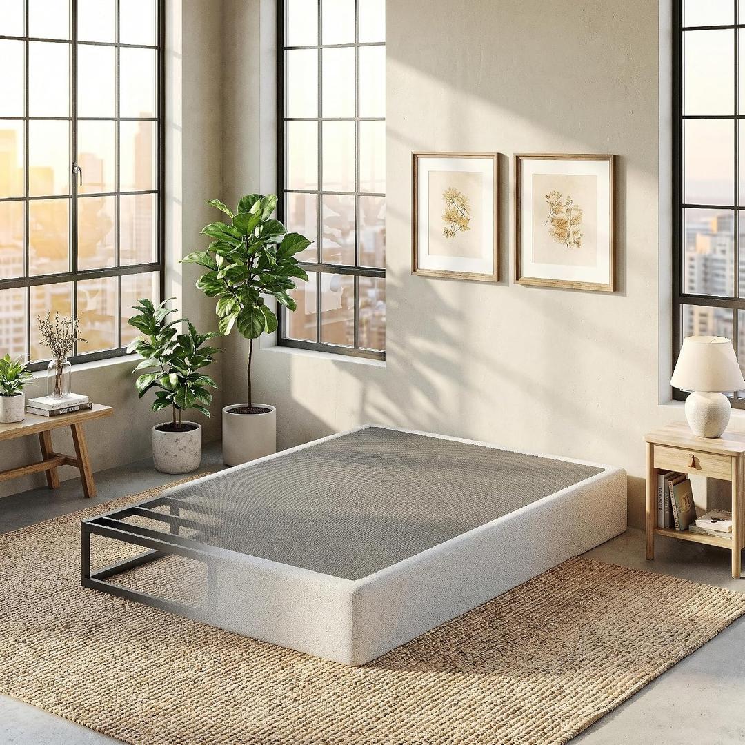 Twin Box Spring 5 Inch Low Profile, Robust Metal Bed Base, 1500 lbs Weight Capacity, Washable Fabric Casing, Quick Assembly