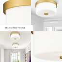 Emak 11 Inch Brushed Gold Flush Mount Ceiling Light Fixture, 2-Light Fixtures Ceiling Mount with Milk Glass Shades for Hallway, Kitchen, Bathroom, Dining Room, FM082-GD-ML