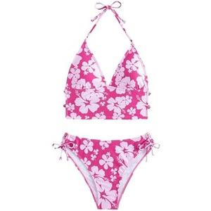 Floerns Women's Tankinis 2 Piece Floral Print Halter Tie Back Crop Top and Bottoms Bikini Set, L Floerns Women's Tankinis 2 Piece Floral Print Halter Tie Back Crop Top and Bottoms Bikini Set, L