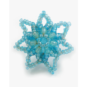 5 pcs Blue Glass and Acrylic Bead Sunflower Stretch Ring