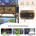 Heybly 20-29-37 Gallon Fish Tank Stand with Power Outlets & StorageHAS011SR Aquarium Stand with Drawers & Hooks, Metal Frame, 31.5" x 15.7" Top, 400 lbs for Turtle Tank & Reptile Terrarium, Rustic Brown