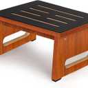 One Step Stool for Adults Seniors with Non-Slip Rubber Stepping Feet, Heavy Duty Wooden Step Stool, 8.7 in Portable Bed Steps for High Beds for Bathroom, Bedroom, Kitchen & Bedside Kids Support (Walnut)