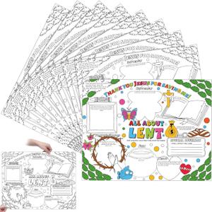 Ireer 36 Pcs Coloring All About Lent Posters Easter Religious Crafts DIY Color Ready-to-Decorate and Fill in Lent Posters for Kids Sunday School Activities Classroom Supplies