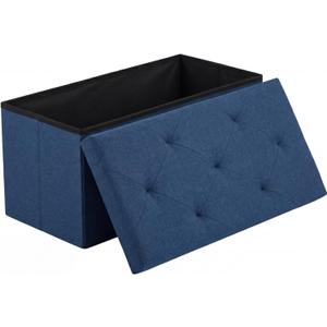 DUMOS 30 Inch Folding Storage Ottoman Bench, Large Hidden Storage Chest, 15"D x 30"W x 15"H Navy Blue