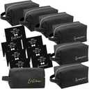 Amylove 7 Sets Man Gifts Men Toiletry Bag for Men Wedding Proposal Gift for Best Man PU Leather Cosmetic Bags with Zipper Bowknot Greeting Card Wedding Toiletries Accessories(Black)