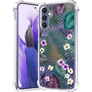 CCFUNCASE Compatible for Samsung Galaxy S24+ Plus / S25+ Plus Case Clear Cute for Women - Rugged Phone Cases Funda Protector Cover Skin (Green Palm Leaves)