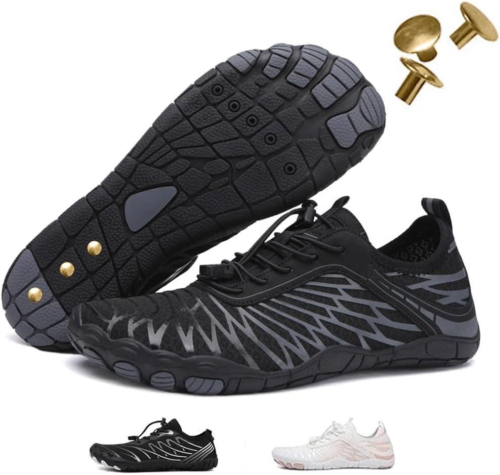 Barefoot Shoes for Women & Men, Grounded Walking Hiking Barefoot Shoes, Wide Toe Box Non-Slip Water Athletic Footwear, Comfortable Vitality Barefoot Footwear, Trail Running Sneakers Unisex (Black-grounding) Size: 6.5 Wide Women/5 Wide Men