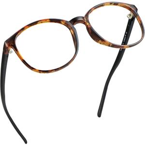 LifeArt Round Blue Light Blocking Glasses, Computer Glasses, Gaming Glasses, TV Glasses for Women Men (Tortoise, No Magnification) (01_days_tortoise)