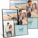 4x6 Collage Picture Frames, Multiple Photo Frame Collage for 4 Pcs 4 x 6 Photos, Wall Hanging or Tabletop, Lightweight Frame for Wall Decor, Black 2 Pack