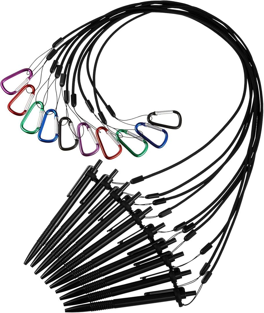 Lewtemi 10 Sets 24 Inch Pen Leash Pen Silicone Lanyard Holder for Clipboard Notebook Office Supplies