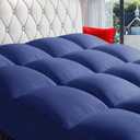 Queen Mattress Topper, Extra Thick Pillowtop, Cooling Plush Mattress Pad Cover Bed Topper Protector with 8-21 Inch Deep Pocket (Navy Blue, Queen)