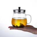 Veitron 400ml (13.52 oz) Glass Teapot with Stainless Steel Strainer, Clear Teapot for Stovetop, Home, Office or Solo Tea Drinking