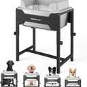 4-Height Adjustable Elevated Dog Water Bowl with Splash Guard, 2.5 Gallon No-Spill Large Capacity Raised Dog Water Bowl for Large & Medium Dogs, Non-Slip Stainless Steel Stand & Easy to Clean