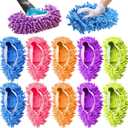 10 Pcs Microfiber Mop Slippers Shoes Reusable Dust Mops for Women Washable, 5-Pairs Mop Slippers Shoes for Floor Cleaning Mop Socks for Foot Dust Hair Cleaners Sweeping House Office Bathroom Kitchen