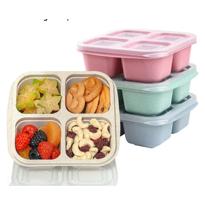 6  Pack Snack Containers, Divided Bento Snack Box, 4 Compartments Reusable Meal Prep Lunch Containers for Kids Adults, Food Storage Containers for School Work Travel