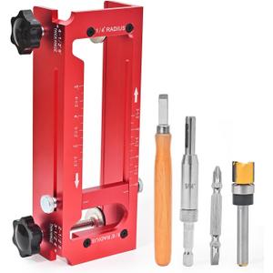 Door Hinge Jig, Aluminum Alloy Adjustable Door Hinge Router Template Fits Door Hinges from 2.5 to 5 Length and Types of Square Corner Types, Radius 1/4 or Radius 5/8 with Chisel