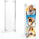 Vowcarol Photo Booth Frame 2x6 Picture Frame, Clear Acrylic Frame, Strong Magnetic 2x6 Acrylic Picture Frames, Free Standing Desktop Display- 1 Pack