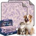 Washable Dog Pee Pads - Absorbent Reusable Puppy Training Pads, Waterproof Leak - Proof & Non - Slip for Crate Whelping Potty Training 48x48 (Pack of 2)