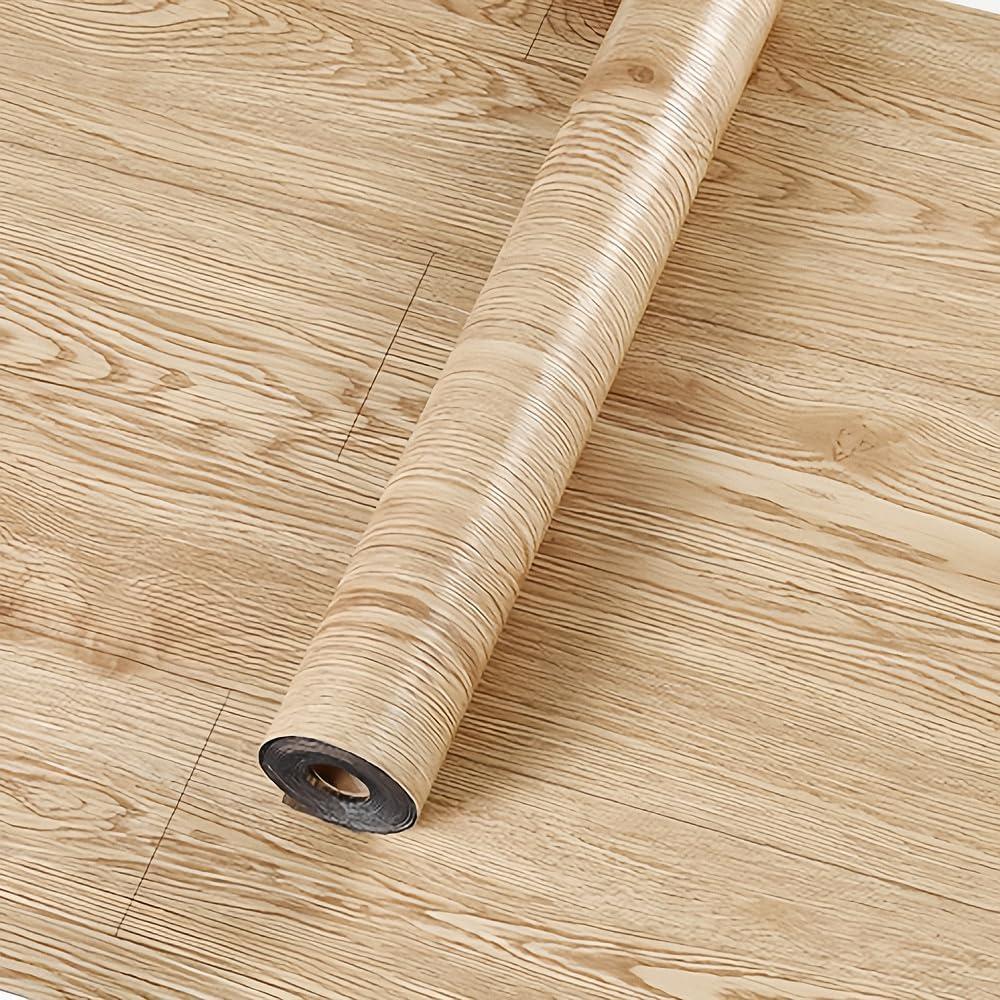 2 Rolls 23.6''x10FT Vinyl Flooring Roll 38.75 sq.ft: Peel and Stick Floor Tiles Self-Adhesive Durable Waterproof Wood Grain Large Plank for Living Room, Bedroom, Bathroom(Light Walnut, 23.6''x10FT)