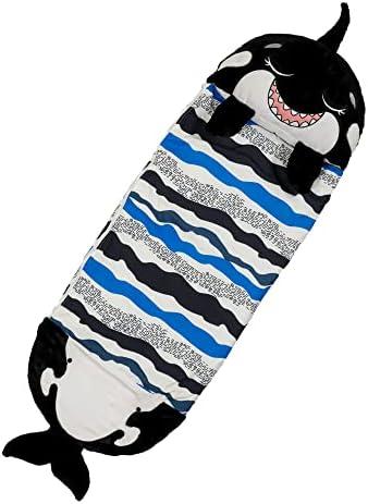 Happy Nappers Pillow & Sleepy Sack- Comfy, Cozy, Compact, Super Soft, Warm, All Season, Sleeping Bag with Pillow- Medium 54” x 20”, Shark