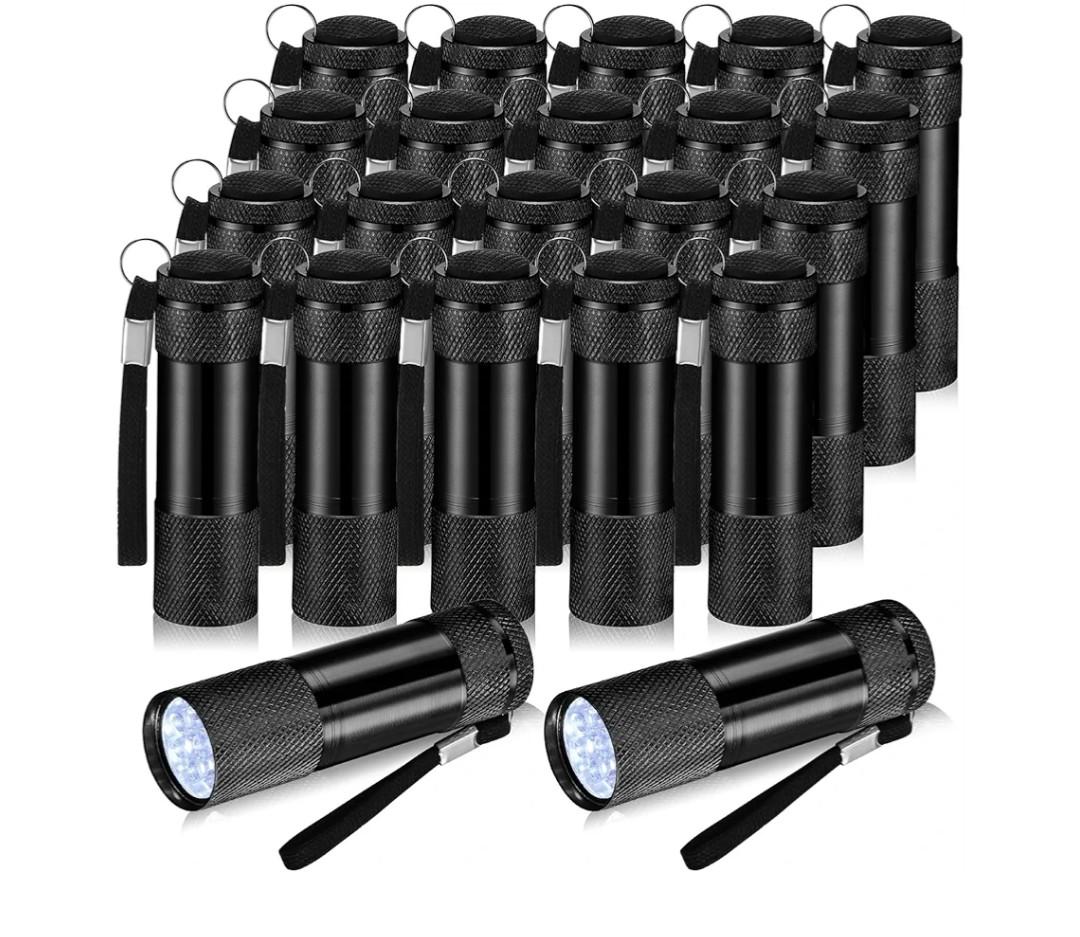 10 Pcs Mini Flashlights Bulk, Bright Aluminum Handheld Flash Light with Lanyard Small LED Flashlights for Night Reading Emergency Hurricane Camping Hiking, Batteries Not Included(Black)